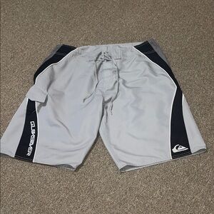 Quiksilver Light Gray and Dark Blue Surf Shorts